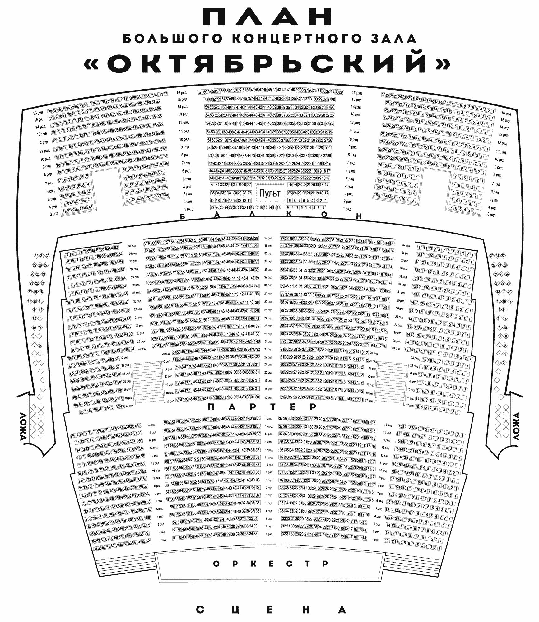 Схемы сцен: Крокус Сити Холл (Москва), БКЗ Октябрьский (Санкт-Петербург)